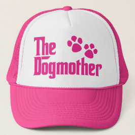 ピンクとホワイトの楽しい一言「The Dogmother」 キャップ