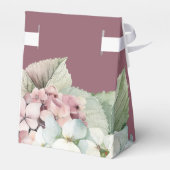 ピンクとホワイトの水彩ハイドランジアの花を添えたブラッシュピンク フェイバーボックス (裏面サイド)