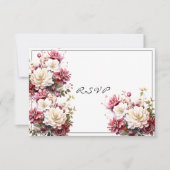 ピンクとホワイトの水彩夏花の返信カード 出欠カード (正面)