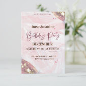 ピンクとホワイトの水彩誕生日パーティー 招待状 (スタンド正面)