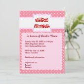 ピンクとホワイトの水玉模様のハート ブライダルシャワー カード (スタンド正面)