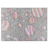 ピンクとホワイトの水玉模様ゼブラ カッティングボード (正面)