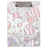 ピンクとホワイトの水玉模様ゼブラ クリップボード (正面)