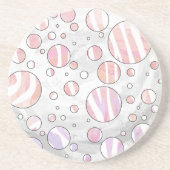 ピンクとホワイトの水玉模様ゼブラ コースター (正面)