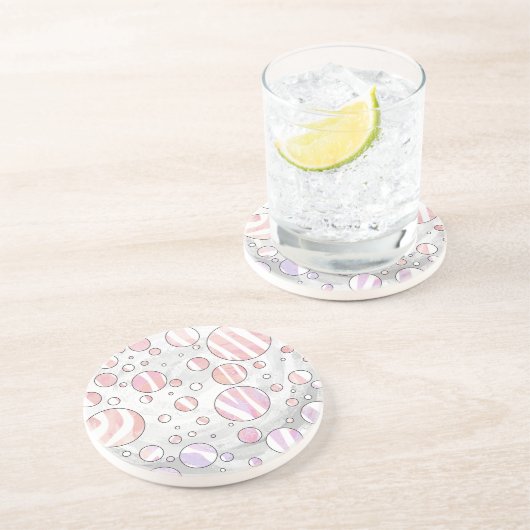 ピンクとホワイトの水玉模様ゼブラ コースター (側面)