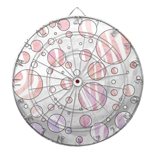 ピンクとホワイトの水玉模様ゼブラ ダーツボード (正面)