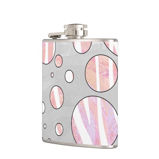 ピンクとホワイトの水玉模様ゼブラ フラスク (左)