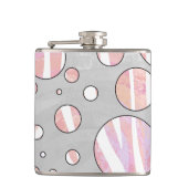 ピンクとホワイトの水玉模様ゼブラ フラスク (正面)