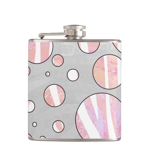 ピンクとホワイトの水玉模様ゼブラ フラスク (正面)