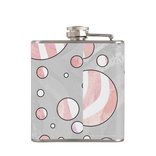 ピンクとホワイトの水玉模様ゼブラ フラスク (裏面)