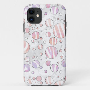 ピンクとホワイトの水玉模様ゼブラ iPhone 11 ケース