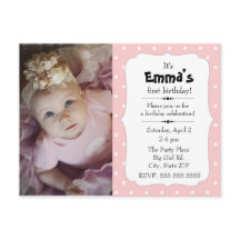 ピンクとホワイトの水玉模様小さな女の子誕生日