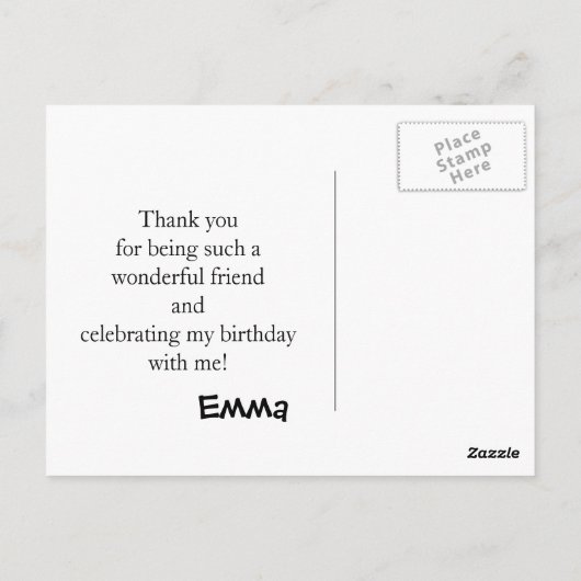 ピンクとホワイトの水玉模様&ボウ誕生日ありがとう ポストカード (裏面)