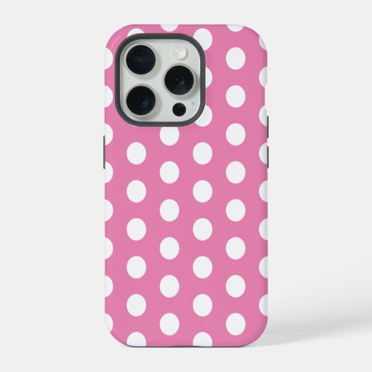 ピンクとホワイトの水玉 iPhoneケース (裏面)