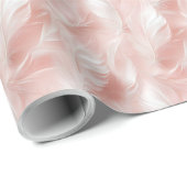 ピンクとホワイトの羽根模様のウェディングラッピング ラッピングペーパー (ロールコーナー)