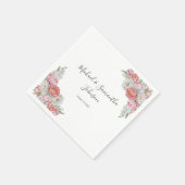 ピンクとホワイトの芍薬の結婚式 スタンダードカクテルナプキン (角)