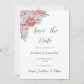 ピンクとホワイトの芍薬の結婚式 セーブザデート (正面)