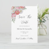 ピンクとホワイトの芍薬の結婚式 セーブザデート (スタンド正面)