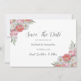 ピンクとホワイトの芍薬の結婚式 セーブザデート