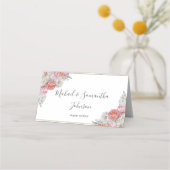 ピンクとホワイトの芍薬の結婚式 プレイスカード (正面)
