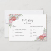 ピンクとホワイトの芍薬の結婚式 出欠カード (正面)