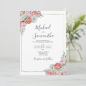 ピンクとホワイトの芍薬の結婚式 招待状 (スタンド正面)