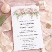 ピンクとホワイトの芍薬の結婚式 招待状