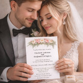 ピンクとホワイトの芍薬の結婚式 招待状