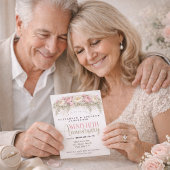 ピンクとホワイトの芍薬の結婚25周年記念 招待状