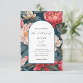 ピンクとホワイトの芍薬 オリエンタルウェディング 招待状 (スタンド正面)