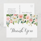 ピンクとホワイトの花のウェディング サンキュー ポストカード ポストカード (正面/裏面)