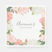 ピンクとホワイトの花のボタニカル おしゃれな ブライダルシャワー スタンダードランチョンナプキン (正面)
