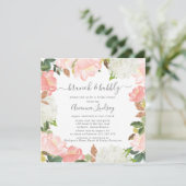 ピンクとホワイトの花のボタニカル ブランシュとバブル 招待状 (スタンド正面)