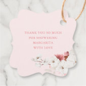 ピンクとホワイトの花のボヘミアンスタイルのサンキュー フェイバータグ (裏面)