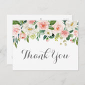 ピンクとホワイトの花の結婚式お礼はがき ポストカード (正面/裏面)