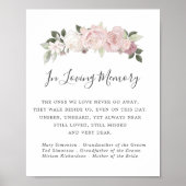 ピンクとホワイトの花の結婚式追悼看板 ポスター (正面)