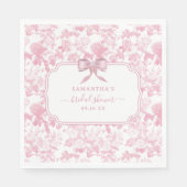 ピンクとホワイトの花の薔薇 チャイナペイント ブライダルシャワー スタンダードランチョンナプキン (正面)