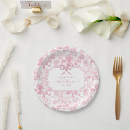 ピンクとホワイトの花の薔薇 チャイナペイント ブライダルシャワー ペーパープレート