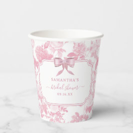 ピンクとホワイトの花の薔薇 チャイナペイント ブライダルシャワー 紙コップ