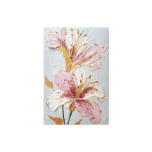 ピンクとホワイトの花柄 テクスチャー アブストラクト ウォール アート