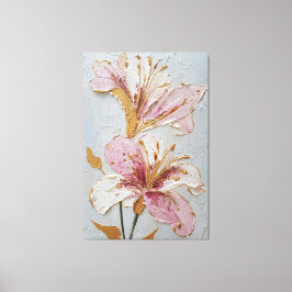 ピンクとホワイトの花柄 テクスチャー アブストラクト ウォール アート キャンバスプリント