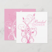 ピンクとホワイトの花柄 ブライダルシャワー招待状 招待状 (正面/裏面)