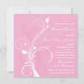 ピンクとホワイトの花柄 ブライダルシャワー招待状 招待状 (裏面)