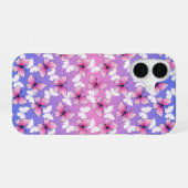 ピンクとホワイトの蝶々 スマホケース iPhone 16ケース (裏面横)