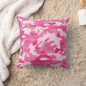 ピンクとホワイトの迷彩柄デザイン クッション (ブランケット)