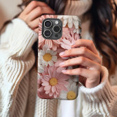 ピンクとホワイトの3Dデイジー花 Case-Mate iPhoneケース