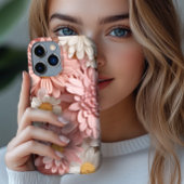 ピンクとホワイトの3Dデイジー花 Case-Mate iPhoneケース