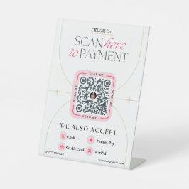 ピンクとホワイトのQRコードシンボルや象徴-フェミニン支払 台座サイン