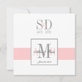 ピンクとホワイトのSave the Date ウェディングアナウンスメント セーブザデート (正面)