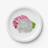 ピンクとホワイトアジサイ紙プレート ペーパープレート (正面)